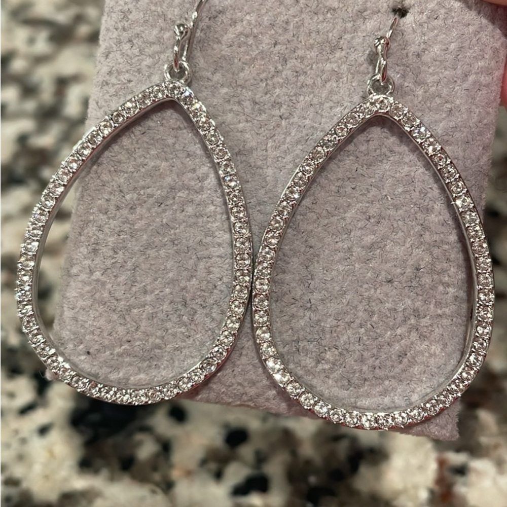 Swarovski Silver Teardrop Crystal Earrings